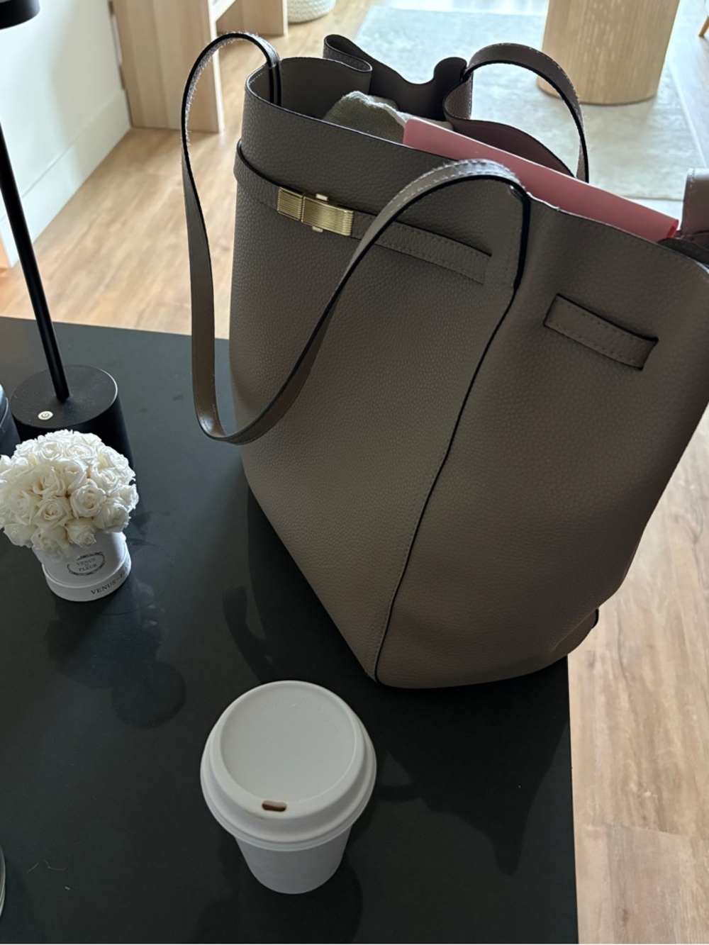H&M travel Clasp Brown Tote Bag